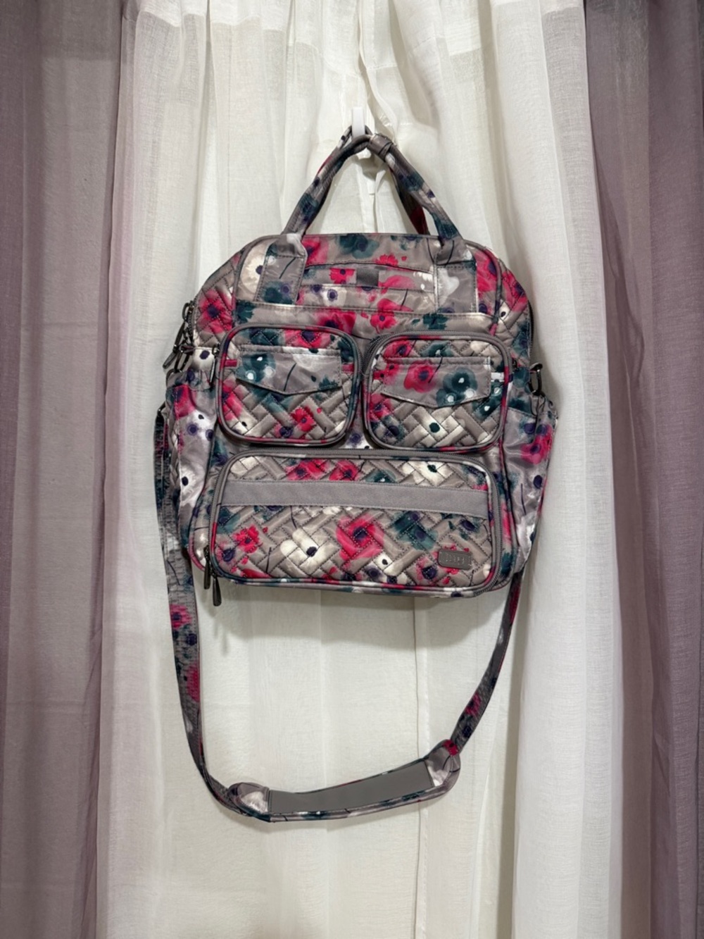 Lug Mini Puddle Jumper Floral Quilted Multi-Pocket Women's Shoulder Bag